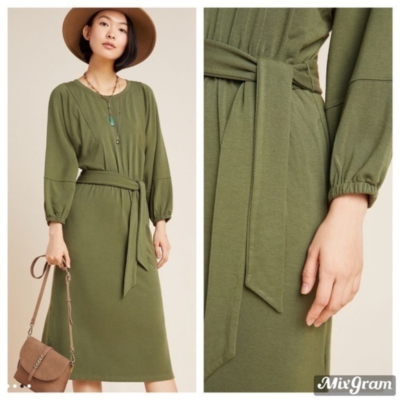 💋Anthropologie Thalia knit green midi dress loose fitting size XS - Picture 2 of 7